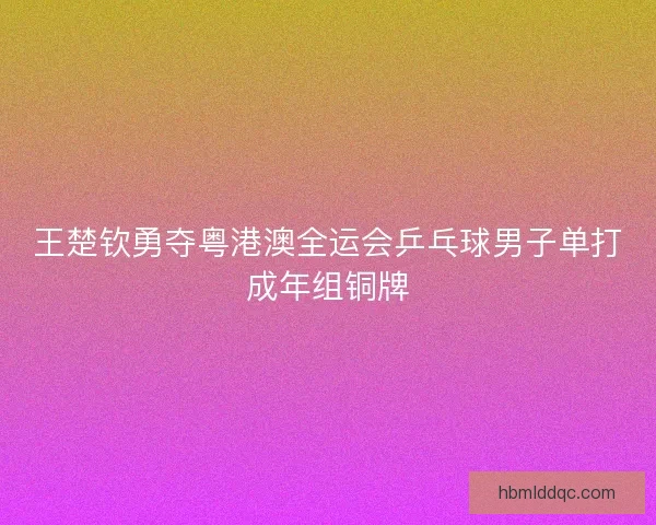 王楚钦勇夺粤港澳全运会乒乓球男子单打成年组铜牌