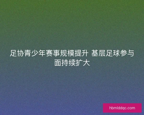 足协青少年赛事规模提升 基层足球参与面持续扩大