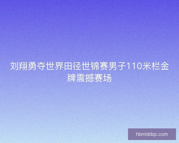 刘翔勇夺世界田径世锦赛男子110米栏金牌震撼赛场